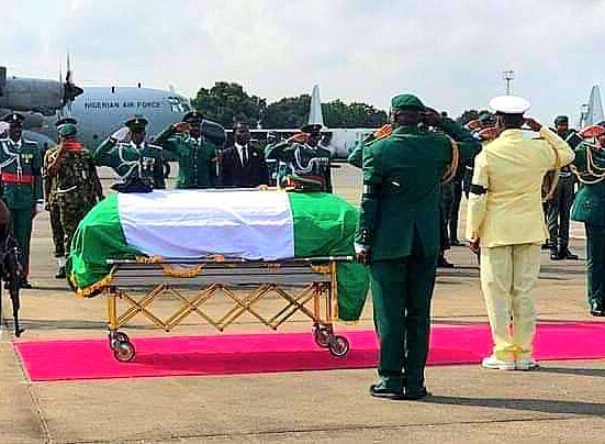 Body of Late Army Chief Lt. Gen. Taoreed Lagbaja Arrives in Abuja for Burial