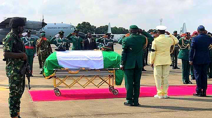 Body of Late Army Chief Lt. Gen. Taoreed Lagbaja Arrives in Abuja for Burial