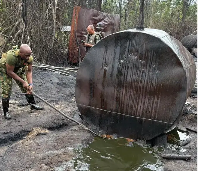 Nigerian Navy Dismantles Illegal Refining Sites in Ondo State