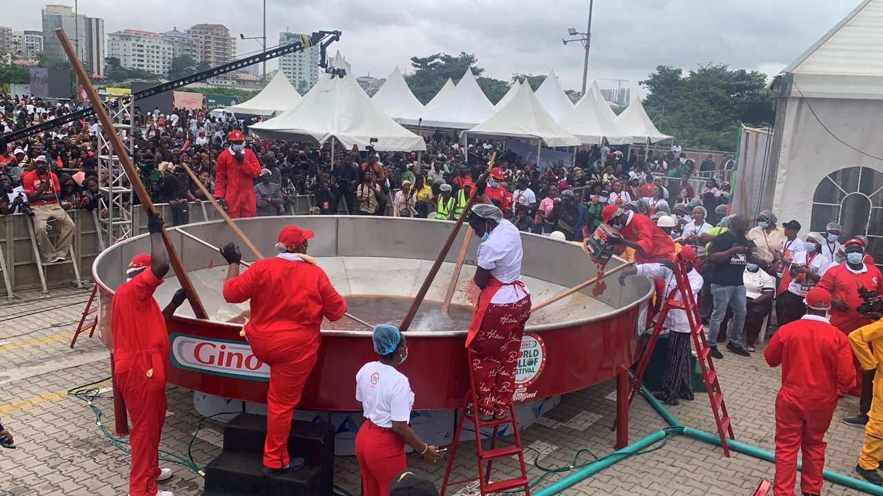 Hilda Baci Begins Guinness Record Attempt for Largest Pot of Jollof Rice