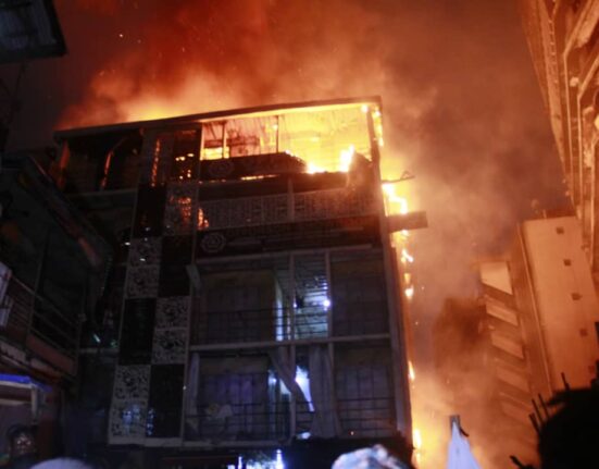 Fire Guts Emab Plaza on Lagos Island