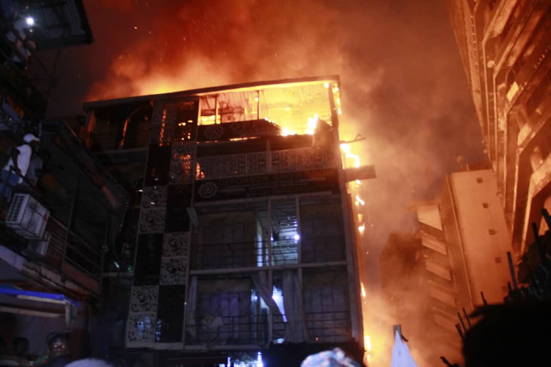 Fire Guts Emab Plaza on Lagos Island