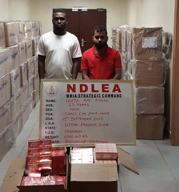 NDLEA Arrests Indian Businessman and Accomplices Over ₦4bn Tramadol Haul
