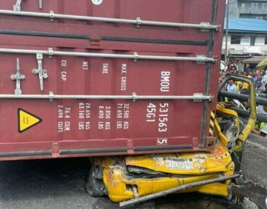 Two Killed as Container Truck Overturns in Lagos