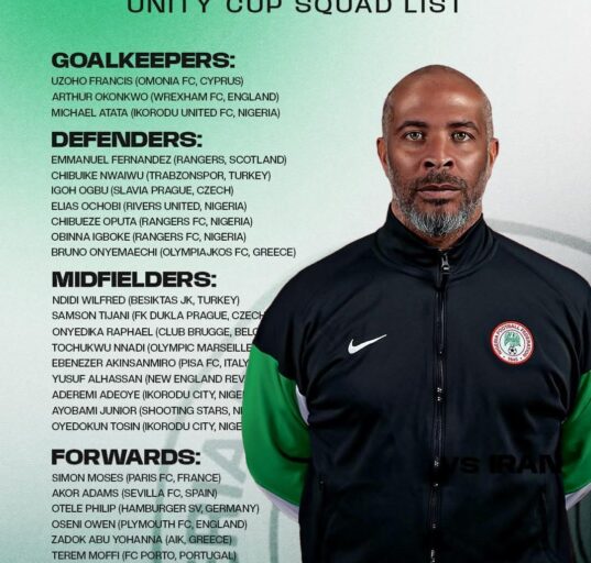 Super Eagles Coach Names 12 Debutants for London Unity Cup